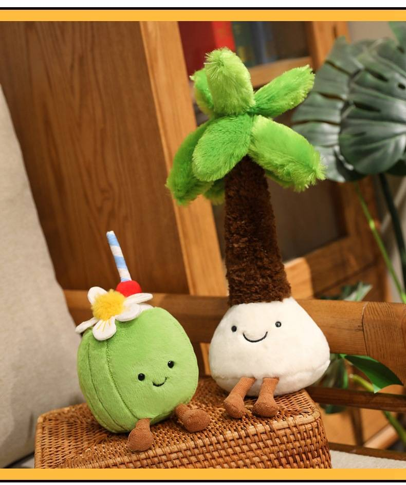 jellycat New Coconut Lemon Soda Doll Coconut Water Plush Toy Palm Tree Doll Girls Gift_voghion.com