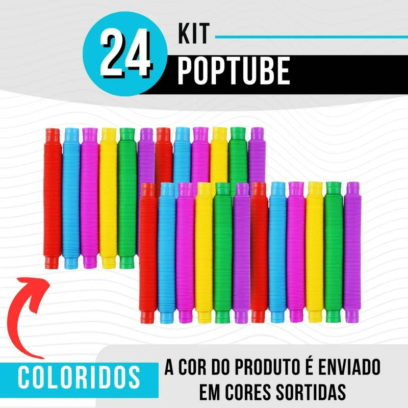 KIT 24 POPTUBE FIDGET TUBE Spielzeug, faltbar, POP IT Color Tube, Stressabbau-Spielzeug für Kinder und Erwachsene_voghion.com