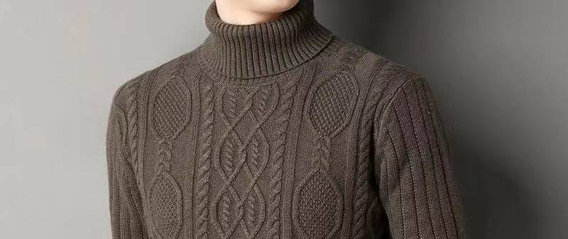 Suéter de cuello alto de cachemira premium: tejido de invierno extra grueso, cuello de doble capa y colores lisos (M-XXXXL)_voghion.com