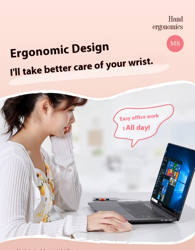 Wireless Mouse – 2.4G/USB Rechargeable, Silent Click, 1600DPI, 4-Button Ergonomic Design For Laptop/PC (Milk Tea/Black/White)_voghion.com