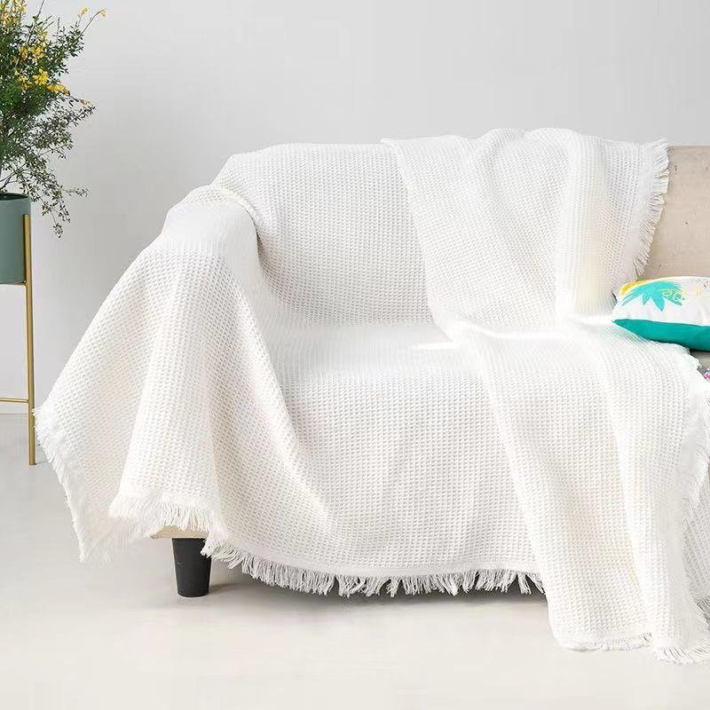 Jeté de canapé minimaliste en coton – Housse de canapé antidérapante multi-tailles, protection extensible réversible pour salon et lit_voghion.com