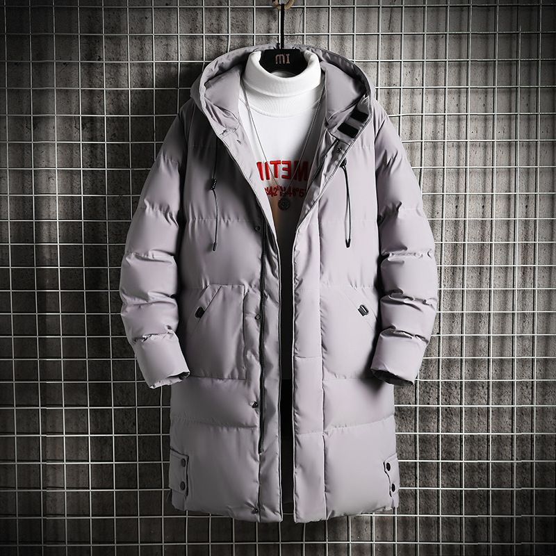 Übergroßer Wintermantel mit Kapuze für Herren mit dicker Polyesterfaserfüllung, langer Freizeitparka für kaltes Wetter (Grau/Schwarz/Grün)_voghion.com