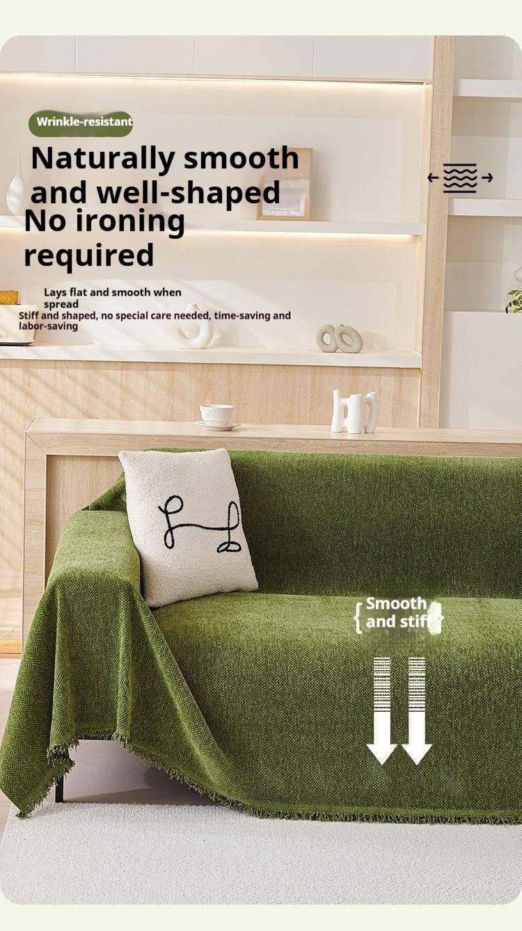 Premium Chenille Sofa Cover - Non-Slip, Pet-Proof & Reversible, Thickened Herringbone Design For All Sofa Types, Full Coverage Protector_voghion.com