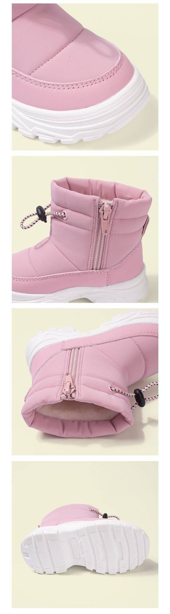 Winterstiefel für Kinder – Warme, fleecegefütterte und wasserabweisende Schuhe (Schwarz/Beige/Rosa/Khaki) – Rutschfeste TPR-Sohle (Größen 26–32)_voghion.com