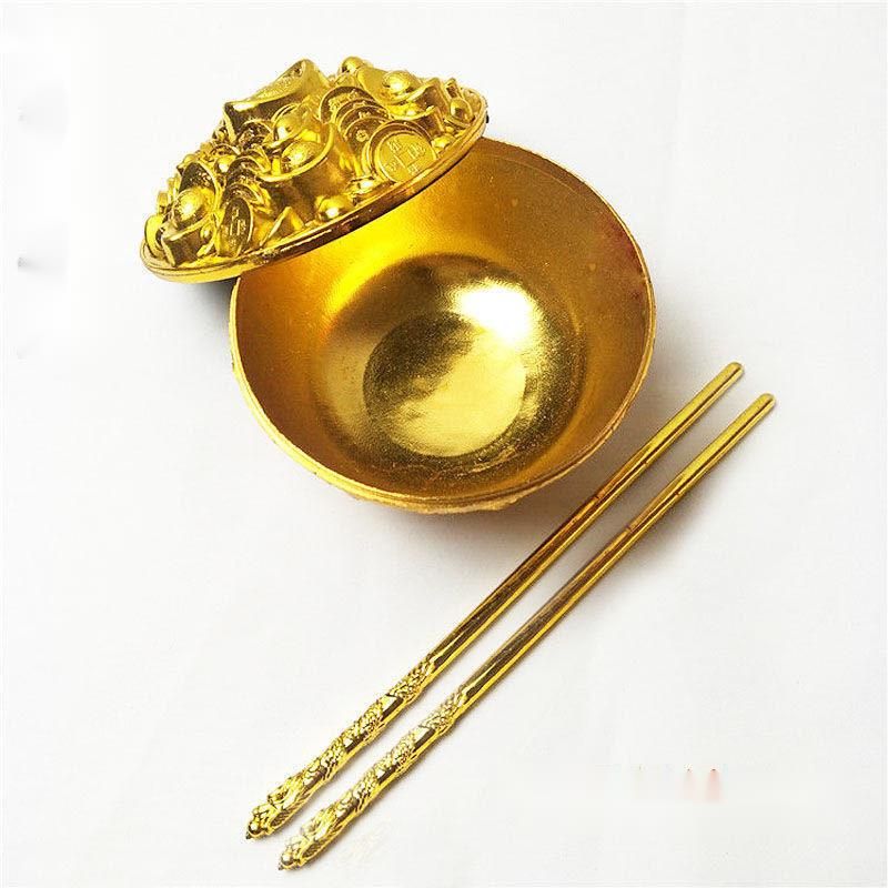 Sacrificial Supplies Plastic Gold Bowl And Chopsticks Tree Qingming Tomb-Sweeping Yuanbao Ghost Money Yellow Burning_voghion.com