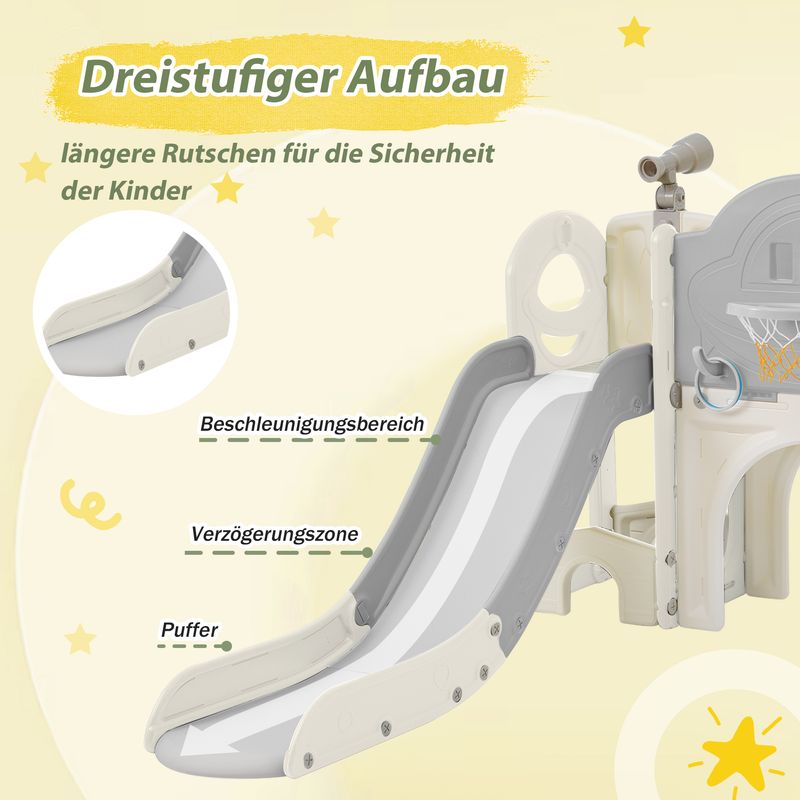 Toboggan d'escalade 10 en 1 pour enfants, toboggan autoportant multifonctionnel avec mur d'escalade, espace de rangement, tunnel de jeu, panier de basket, jeu de lasso, tableau noir, jeu de golf et télescope pour jeux intérieurs et extérieurs_voghion.com