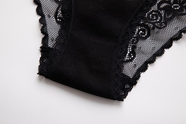 Roupa íntima Calcinha de renda de cor sólida Calcinha sexy Calcinha de renda de cintura baixa para mulheres_voghion.com