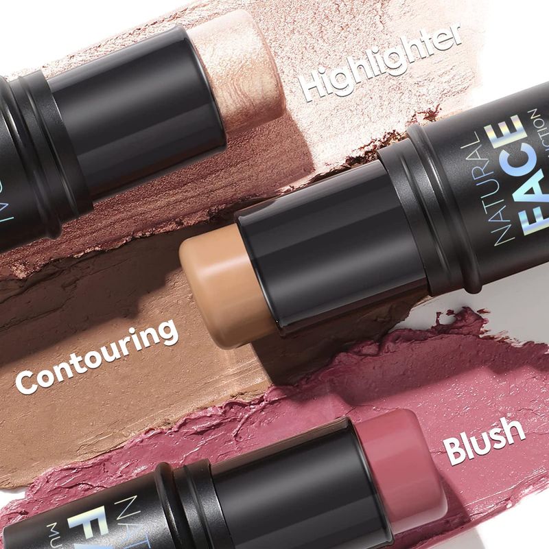 Caneta iluminadora em bastão para contorno e sombra, blush facial tridimensional iluminador em creme, maquiagem multifuncional_voghion.com