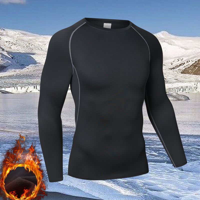 Autumn Winter Fleece-Lined Sportswear Set For Men Outdoor Skiing Running Quick-Dry Tight Fitness Base Layer Thermal_voghion.com