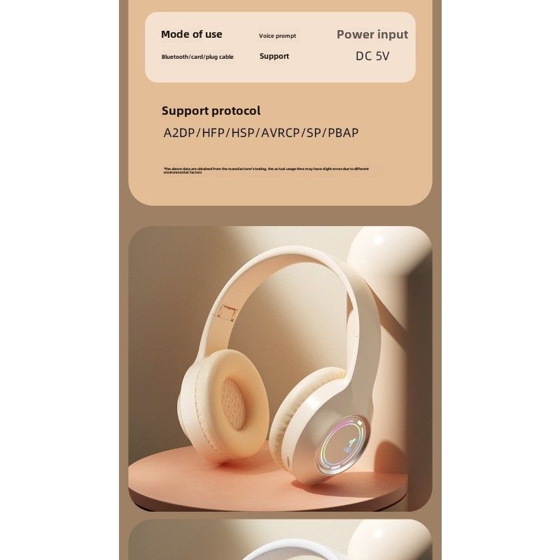 M3 Cuffie wireless luminose Bluetooth pieghevoli con LED di tipo C_voghion.com