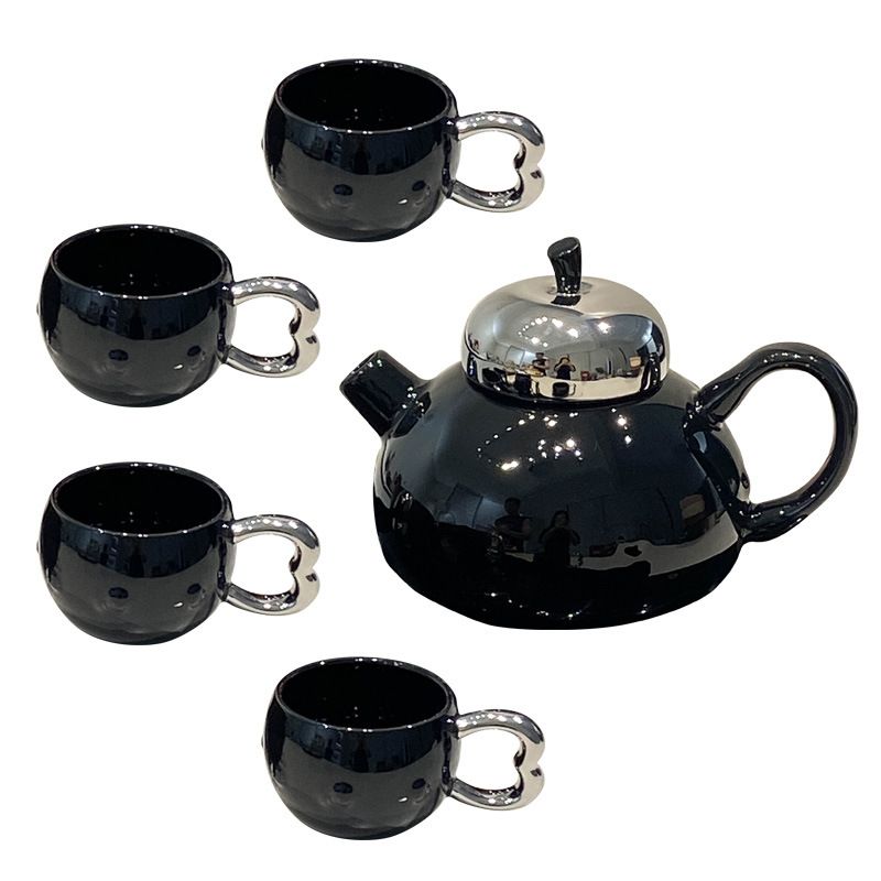 Home Furniture High value ceramic water set tea set simple creative home living room entertaining drinking water cup kettle teapot teacup_voghion.com