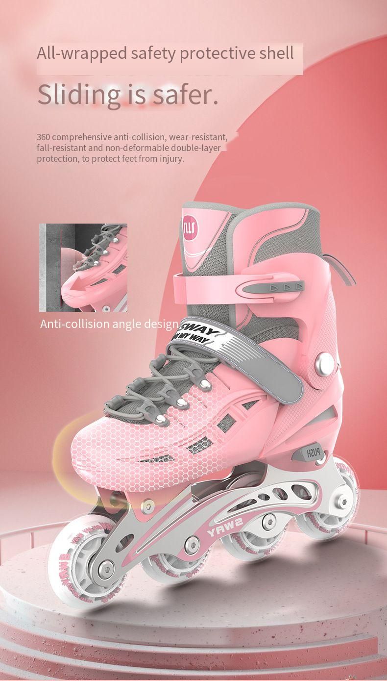 Patins infantis ajustáveis Sway PU com flash único para meninos e meninas, patins em linha, destacáveis_voghion.com