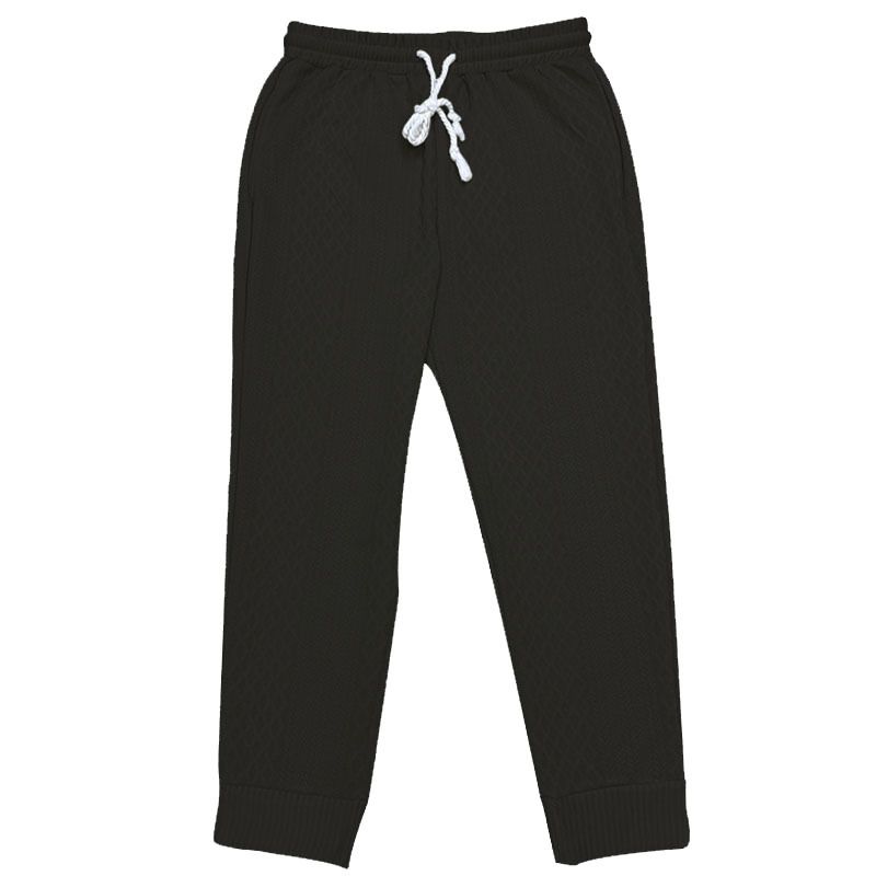 24 Spring Summer Men's Casual Long Pants Turn-down Collar Jacquard Knitted Top Plus Size Set_voghion.com