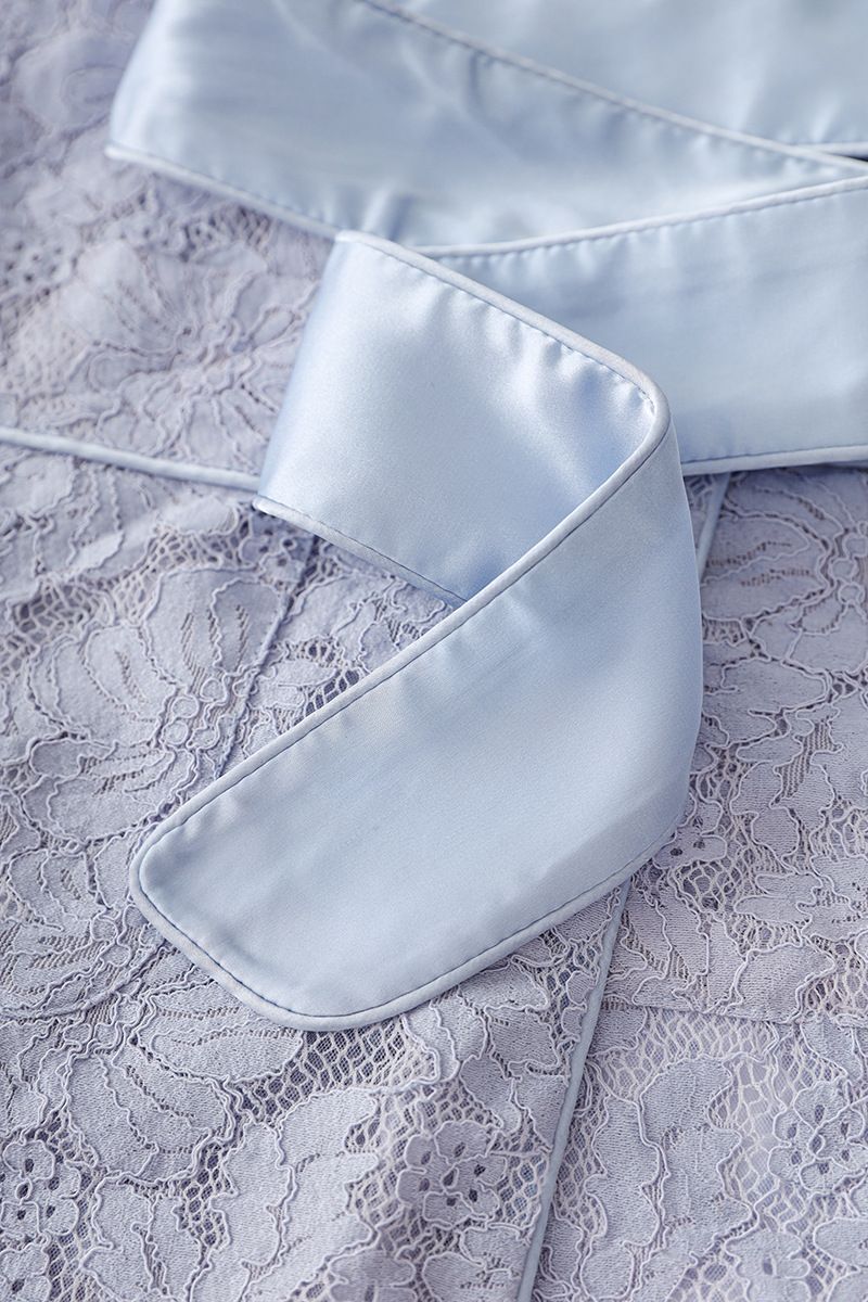 Elegantes, zweiteiliges Set aus hoch taillierter Hose mit Spitzenbesatz und Bindegürtel und Blazer-Reversoberteil für Damen, fürs Büro und die Freizeit_voghion.com