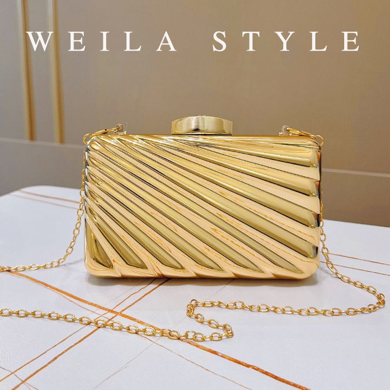 Borsa a tracolla rigida da sera in metallo di alta qualità, da donna, con catena, per banchetti e feste_voghion.com