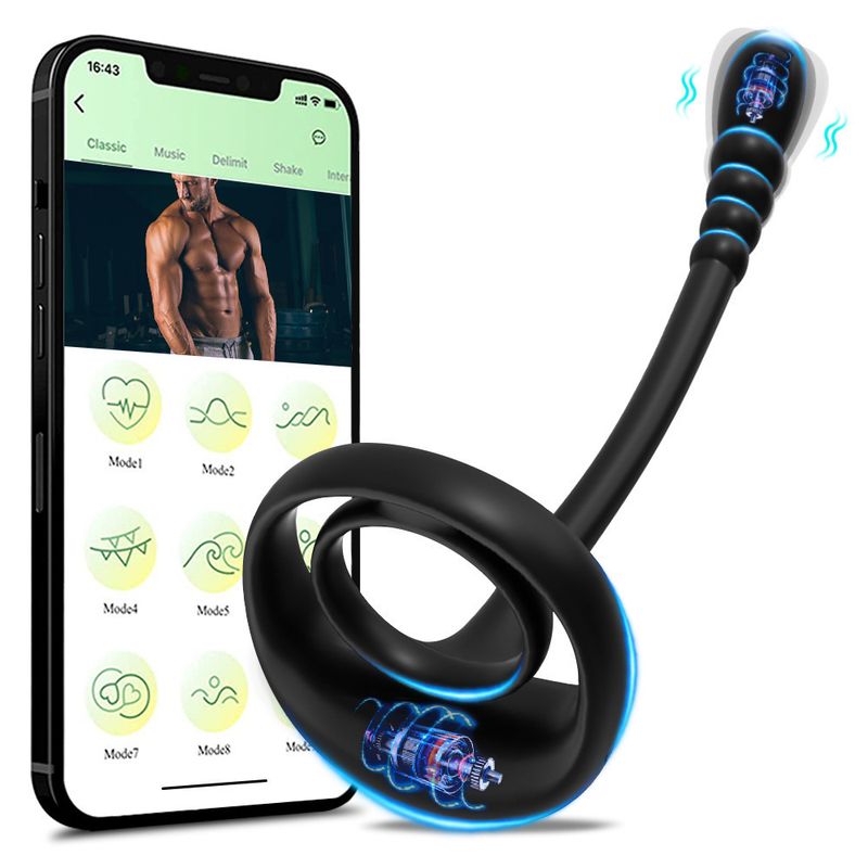 Anello per pene con vibrazione ritardata, APP per uomo, con blocco remoto per coppie, anello per sperma, prodotti sessuali per adulti_voghion.com
