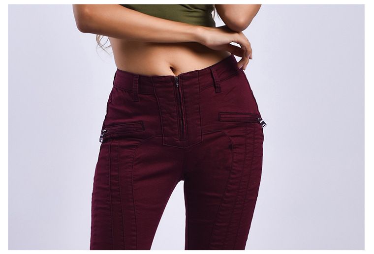 Damenbekleidung Jeansshorts Nähte Reißverschluss Motorrad Slim Stretch einfarbige Jeans_voghion.com