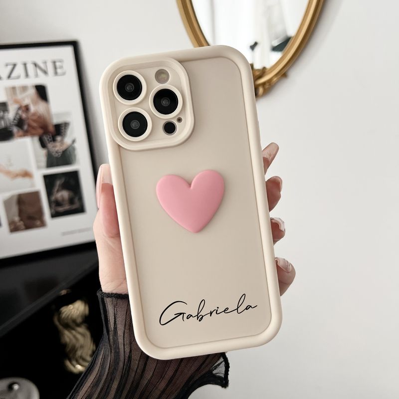 Coque personnalisée en silicone souple pour iPhone 16, 14, 13, 12, 11, motif cœur ..._voghion.com