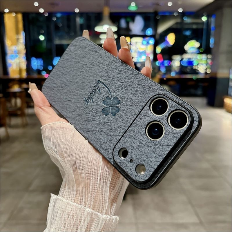 Custodia in pelle opaca con motivo a foglie per iPhone 17 Air 16 15 14 13 12 Pro Max Plus 16E SE4 Retro antiurto rigida_voghion.com