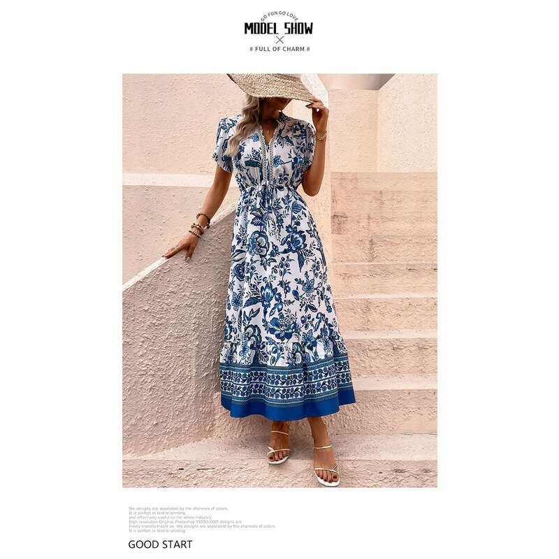 Sommerkleid für Damen, Bohemian-Stil, bedruckt_voghion.com
