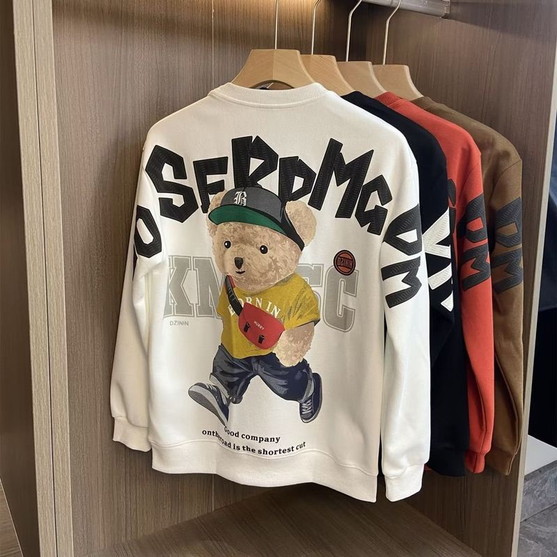 Erkek Giyim Trend Marka Sweatshirt 2025 Sonbahar Yeni Ayı Yuvarlak Yaka Uzun Kollu Baskılı Ceket Çift Stili Yüksek Kaliteli Alt Gömlek Erkekler İçin_voghion.com