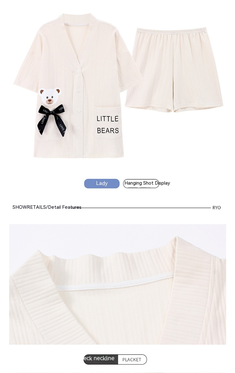 2024 neue Heiße Verkauf Nette Paar Pyjamas frauen Sommer Kurzarm Shorts Strickjacke männer Casual Set Hause Eingerichtet können Übertragen Werden_voghion.com