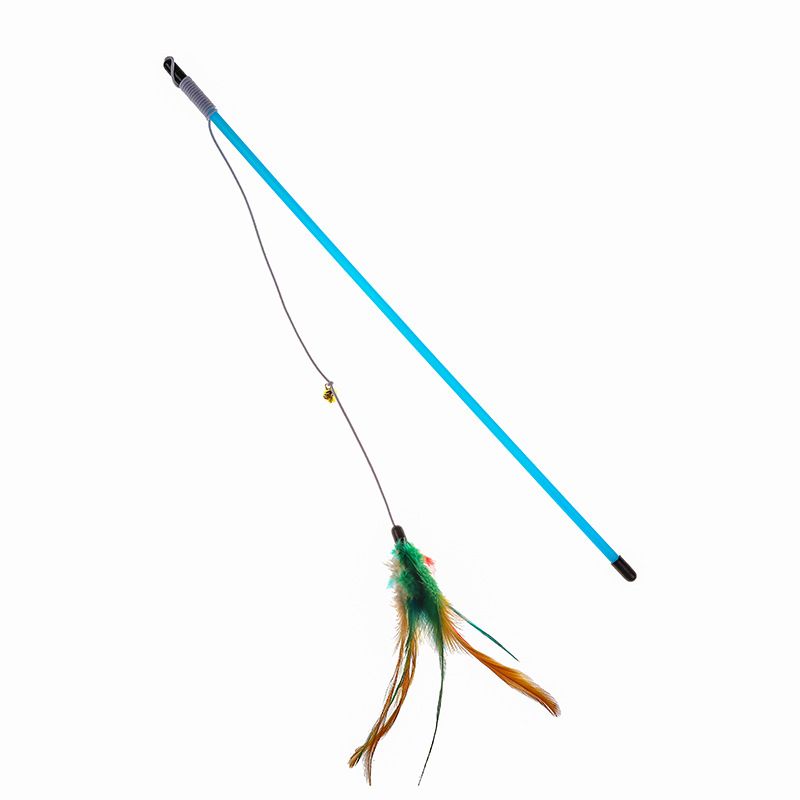 Blue Fishing Rod Feather Teaser Wand 2021 New Cat Toy_voghion.com