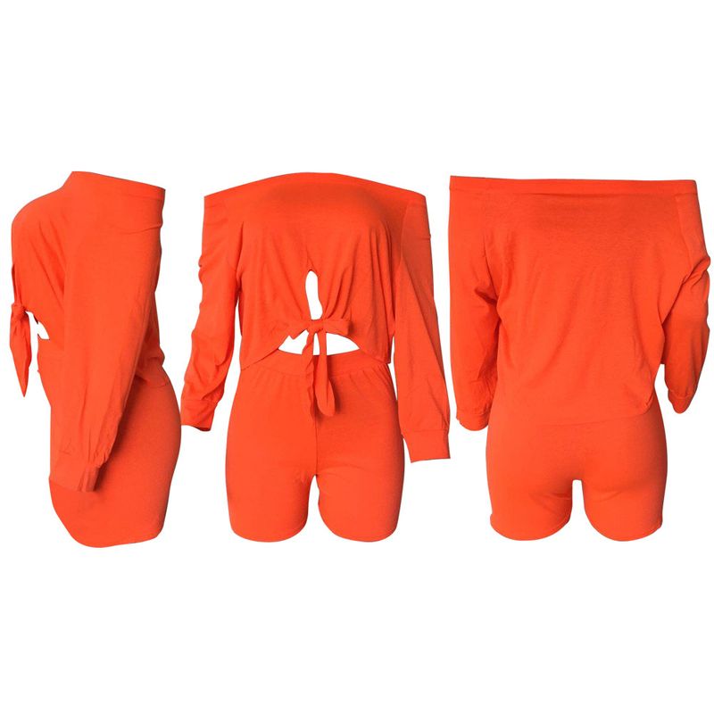 moda esclusiva, maniche scoperte, top che scopre l'ombelico, pantaloncini in due pezzi, abbigliamento da donna di vendita calda_voghion.com