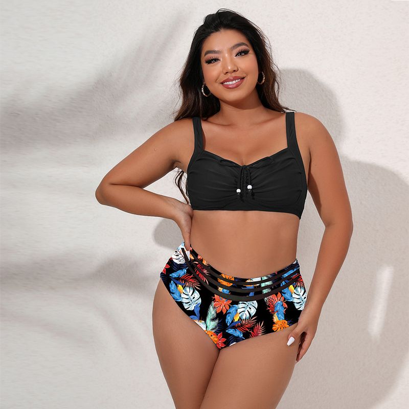 best-selling bikini high-waisted large size split chest swimsuit with beads for women_voghion.com