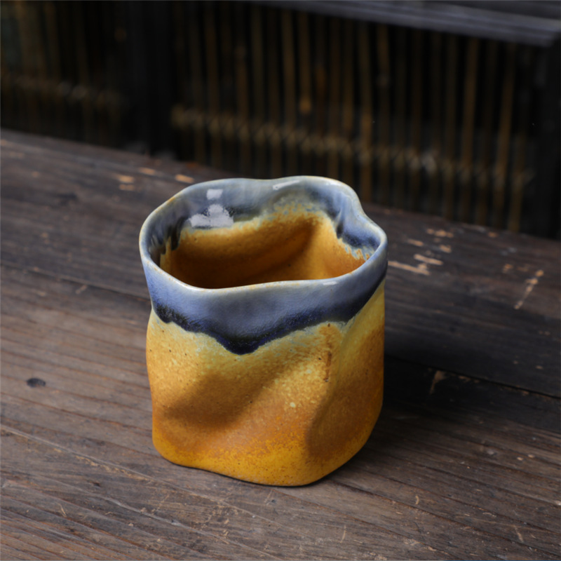 Keramisk formede kopper, retrokrus, grænseoverskridende niche-keramiske kopper, japanske kreative kaffekopper, grove keramiske vandkopper_voghion.com