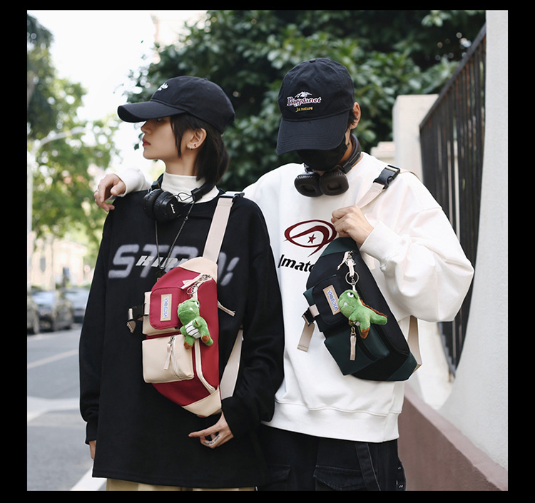 Autumn and winter new men's chest bag, color-blocked fashion student lightweight crossbody bag, Ruiying outdoor sports belt bag_voghion.com