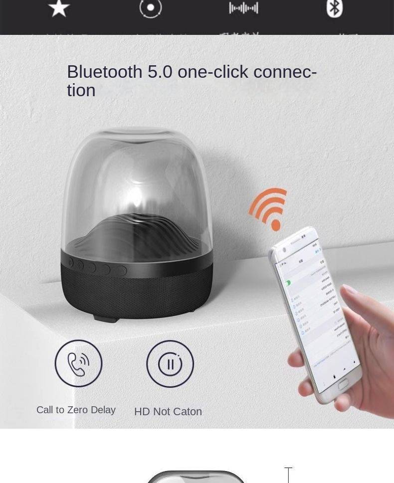 Alto-falante Bluetooth sem fio Harman Liuli de 3ª geração de última geração Subwoofer Crystal de 3ª geração Alto-falante de celebridade da Internet_voghion.com