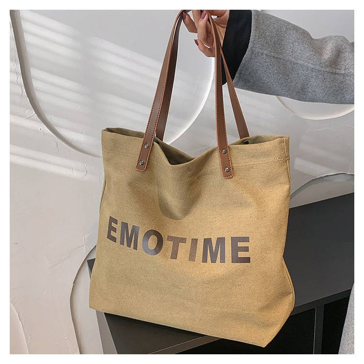 Casual canvas tas met grote capaciteit voor dames, nieuwe stijlvolle en veelzijdige handtas en schoudertas in Koreaanse stijl._voghion.com