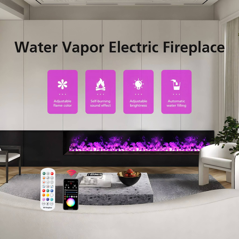Simulated 3D Multi-color Flame Electric Fireplace, Home Background Wall, Embedded Humidification Decoration, Atomized Fireplace_voghion.com