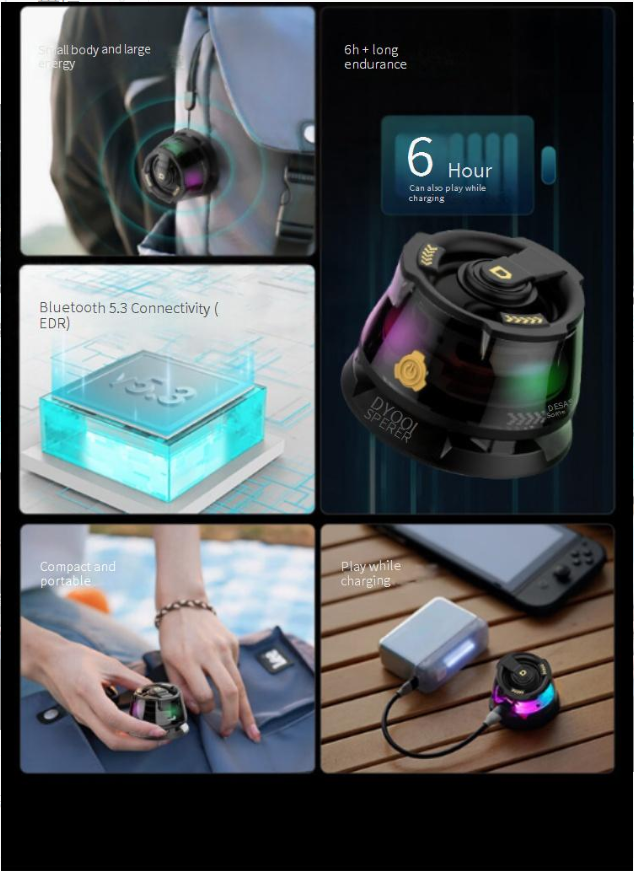Przenośne głośniki Magnetyczny głośnik Bluetooth Bezprzewodowy subwoofer Mini Cool Mecha Sound_voghion.com