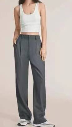 Elegante, wijde broek met hoge taille voor dames - kantoorbroek met riem, soepel en slankmakend, echte zakken, rekbaar polyester_voghion.com
