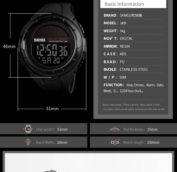 14050 Solarbetriebene Smartwatch mit Zeit, Stoppuhr, Wochenanzeige, Alarm, Datum, EL-Hintergrundbeleuchtung, 50 m Wasserdichtigkeit, 12/24-Stunden-Format_voghion.com