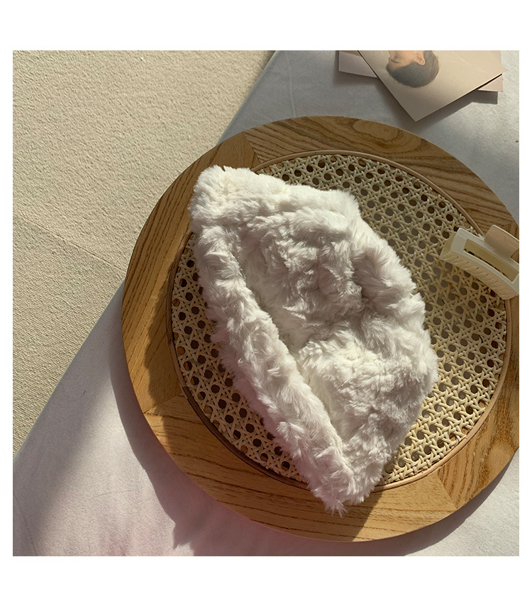 Hat For Women Autumn And Winter Sweet Plush White Rabbit Fur Fisherman Hat Round Face Suitable Warm Bucket Hat_voghion.com