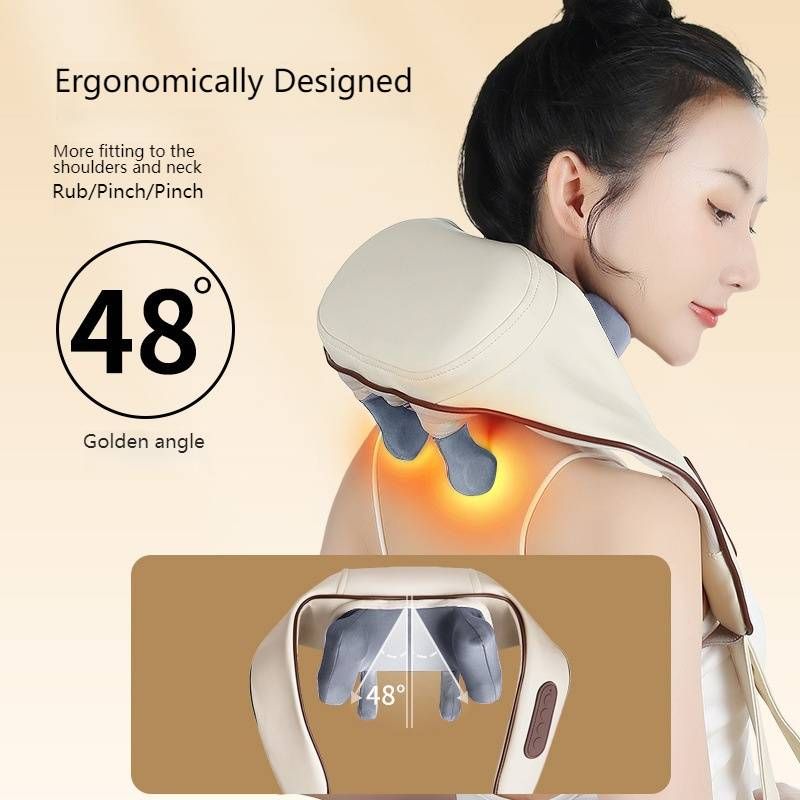 Nacken- und Schultermassagegerät mit Rotlichttherapie und Wärme – 6 Knetknoten, 3 Geschwindigkeitsstufen, tragbar und wiederaufladbar für tiefe Muskelentspannung_voghion.com