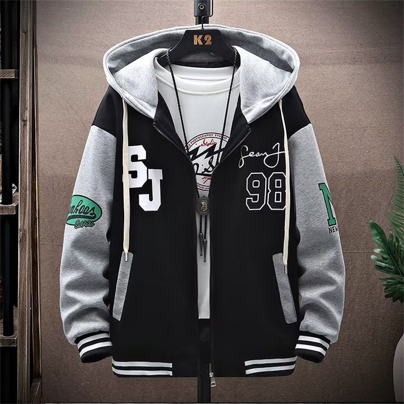 2026 Fashion Hoodies Outerwear Youth/Men Splicing Long Sleeve Loose Zipper Hooded Sweatshirts M-3XL_voghion.com