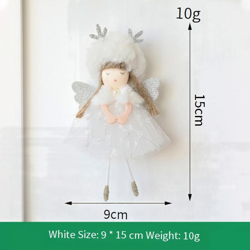 Enchanting Angel Girl Christmas Ornament – Fluffy Tulle Skirt & Antler Wings For Festive Tree Decor (Green/White/Pink)_voghion.com