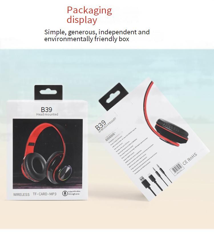 Soyto B39 Wireless LED Bluetooth Headphones With Deep Bass, Foldable Design, Built-in Microphone, And TF Card Slot – Red_voghion.com
