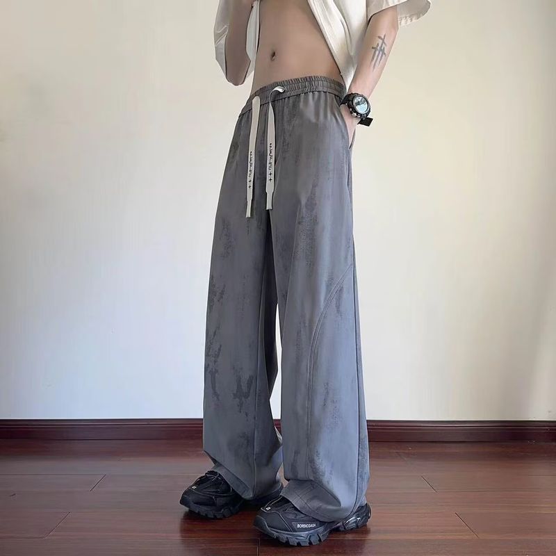 Pantaloni larghi alla moda, comodi e traspiranti, da uomo, estivi, con gamba larga e drappeggio alla moda, in stile tie-dye_voghion.com