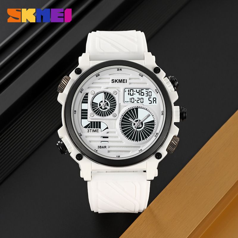 Momentum Sports Outdoor Waterproof Electronic Tough Men's Style Large Dial Multi-Function Four-Time Watch_voghion.com