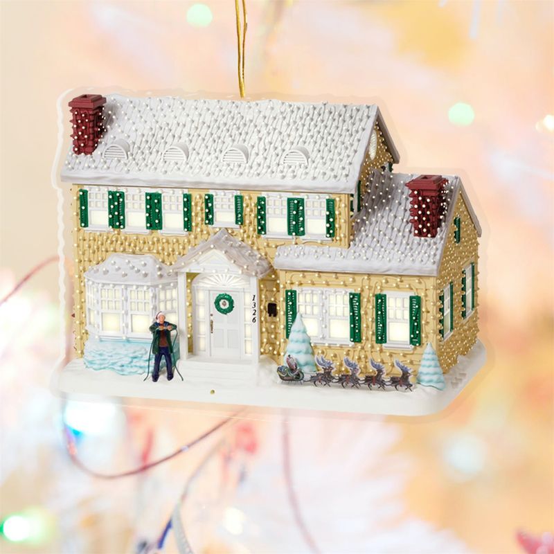 Auffälliger Weihnachts-Hängeanhänger mit Umhängeband, Acryl-Weihnachtsferiendorf-Ornament, Partyzubehör_voghion.com