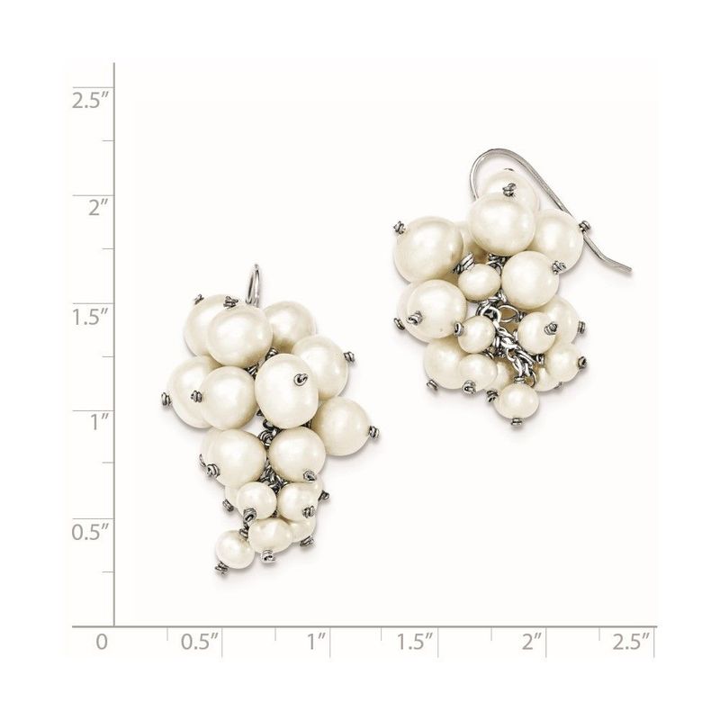 Sterling Silver 4-5/5-7/7-8mm FW Cultured Pearl Cluster Dangle Earrings_voghion.com