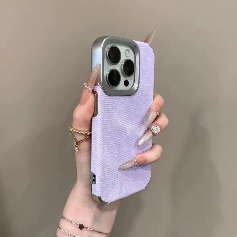 Custodia in tessuto denim elettroplaccato compatibile con iPhone 15 Pro Max, copertura completa 14/13/12, personalizzata_voghion.com