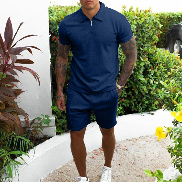 Summer Clothing Men's Luxury Tracksuit Set Casual Short Sleeve Solid Color Polo Shirt+Shorts Streetwear 2 Piece Suit 2025 New_voghion.com