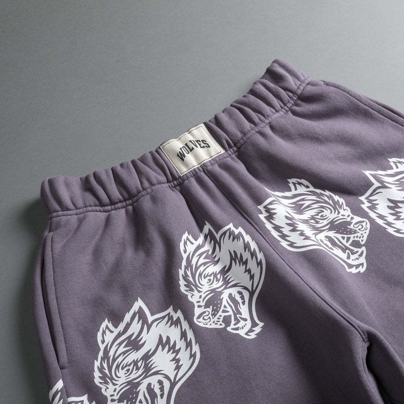 Men's Clothing New Pure Cotton Terry Casual Shorts Personality Wolf Head Print Pants Sweat Absorbent Breathable Men's Casual Pants_voghion.com