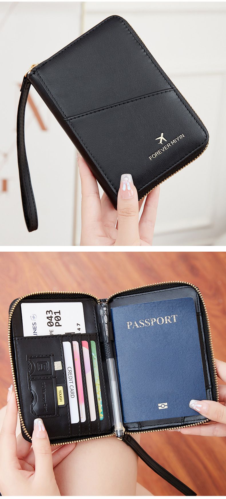 Women's Wallet & Men's Wallet Rfid Antimagnetic Passport Bag Zipper Short Passport Holder Multifunctional Travel Storage Certificate Bag_voghion.com